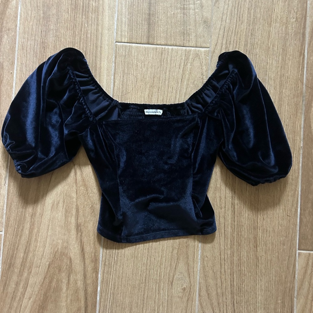 Abercrombie and Fitch Velvet Puff Sleeve Top
